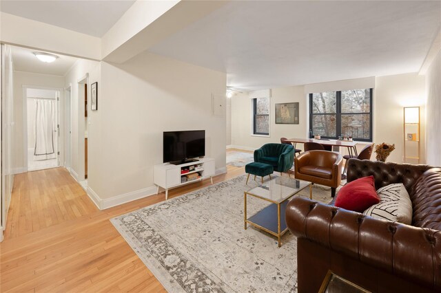 45 Overlook Ter Unit 5A, New York Manhattan, NY 10033 - living area featuring baseboards and wood finished floors