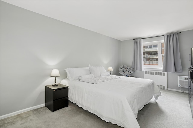153-25 88th St Unit 1F, Howard Beach, NY 11414 - bedroom featuring baseboards, light colored carpet, and radiator