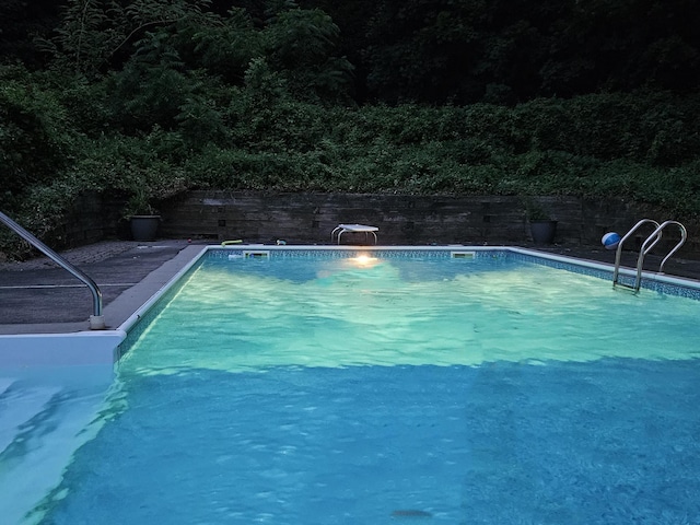 611 High St, Port Jefferson, NY 11777 - view of swimming pool with a diving board