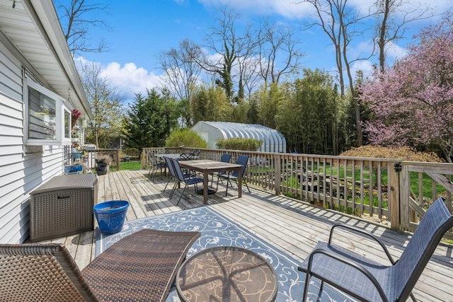24 Linda Ln, East Moriches, NY 11940 - wooden terrace featuring outdoor dining area