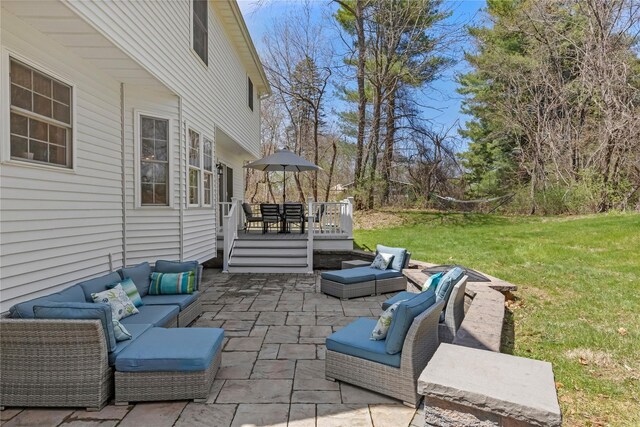 view of patio with a deck and an outdoor hangout area