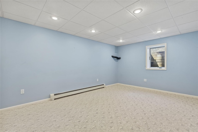 15 Harrigan Rd, Hopewell Junction, NY 12533 - basement with carpet floors, baseboards, a baseboard heating unit, and recessed lighting