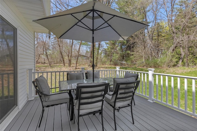 15 Harrigan Rd, Hopewell Junction, NY 12533 - wooden terrace with outdoor dining area and a lawn