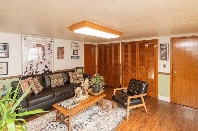 living area with wood finished floors
