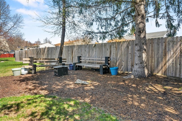 view of yard with a fenced backyard