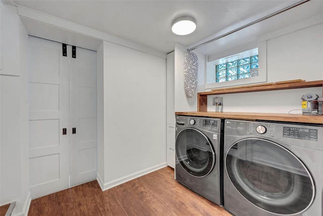 7 Senate Pl, Larchmont, NY 10538 - laundry room featuring light wood finished floors, independent washer and dryer, and baseboards