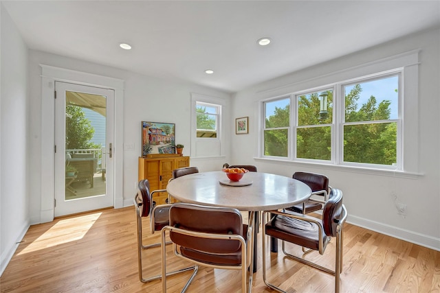 7 Senate Pl, Larchmont, NY 10538 - dining area with light wood finished floors, baseboards, and recessed lighting