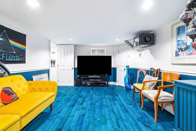 living room featuring wood finished floors and recessed lighting