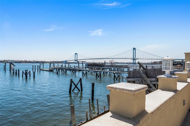 view of dock featuring a water view