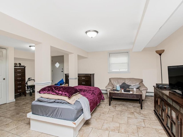 bedroom with baseboard heating