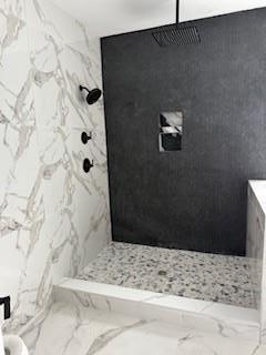 45 Manor Dr W, Poughkeepsie, NY 12603 - full bath featuring marble finish flooring and a shower
