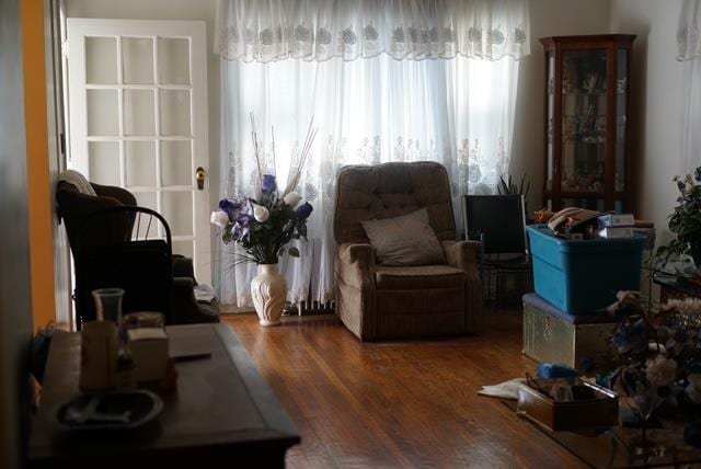 living area with wood finished floors