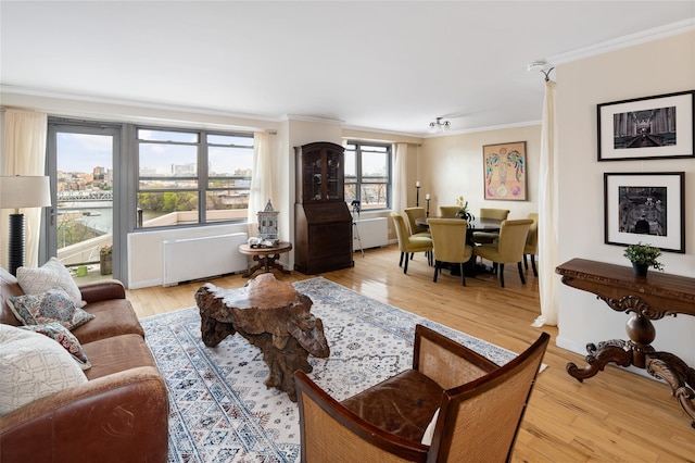 2500 Johnson Ave Unit 2Np, Bronx, NY 10463 - living area featuring ornamental molding, radiator, and light wood-style flooring