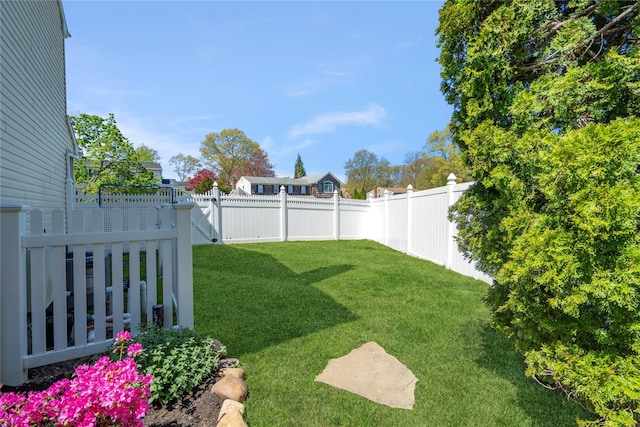 view of yard featuring a fenced backyard