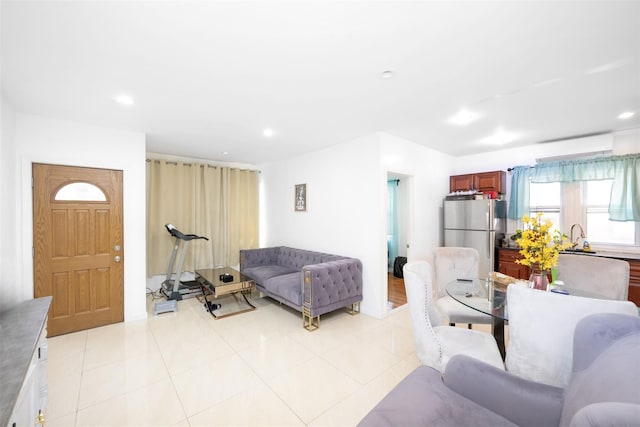 154-39 64th Ave, Flushing, NY 11367 - living room with recessed lighting and light tile patterned flooring