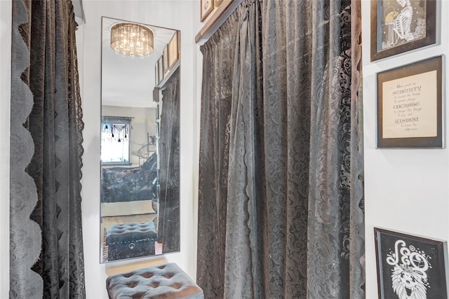 interior space featuring a chandelier