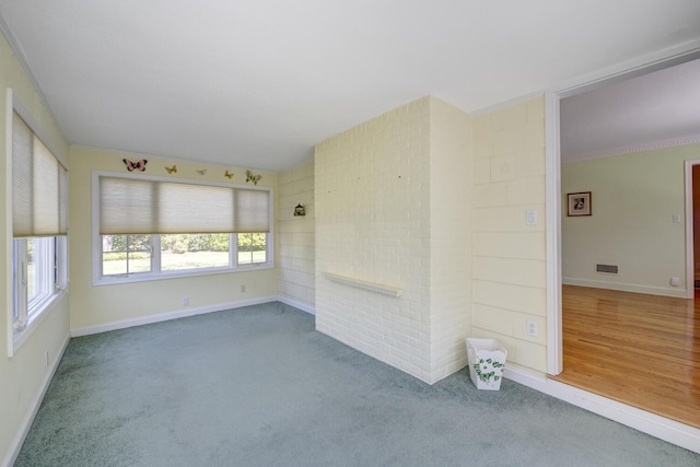 carpeted empty room featuring visible vents and baseboards