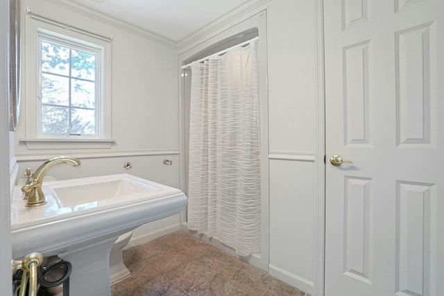 35 Harding St, Pearl River, NY 10965 - full bath with crown molding and curtained shower