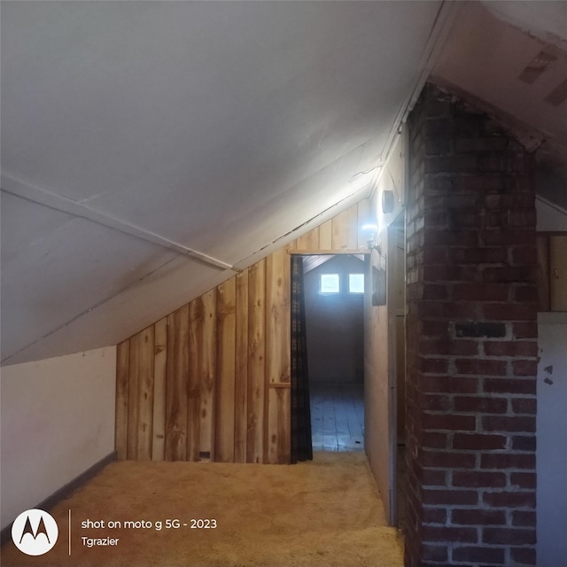 109 Lake Ave, Middletown, NY 10940 - bonus room with lofted ceiling, wood walls, and carpet flooring