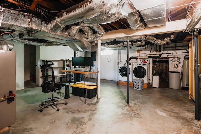 2383 State Route 97, Pond Eddy, NY 12770 - unfinished basement with washing machine and clothes dryer and a water softener