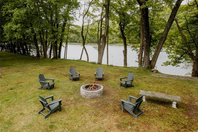 2383 State Route 97, Pond Eddy, NY 12770 - view of green lawn featuring an outdoor fire pit and a water view