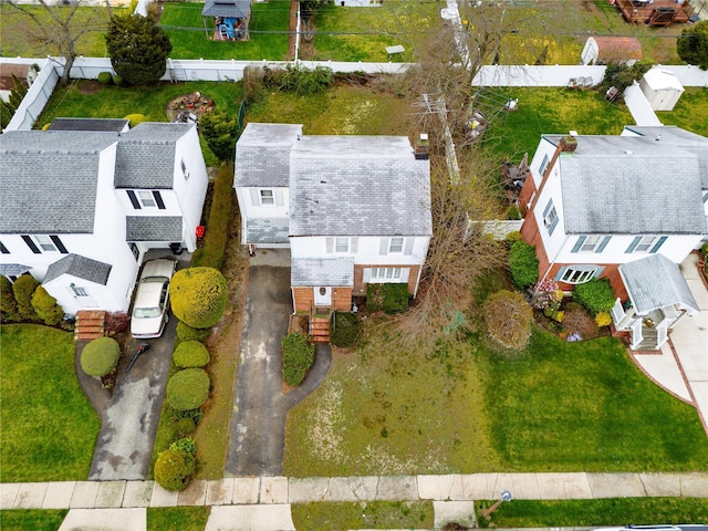 drone / aerial view with a residential view