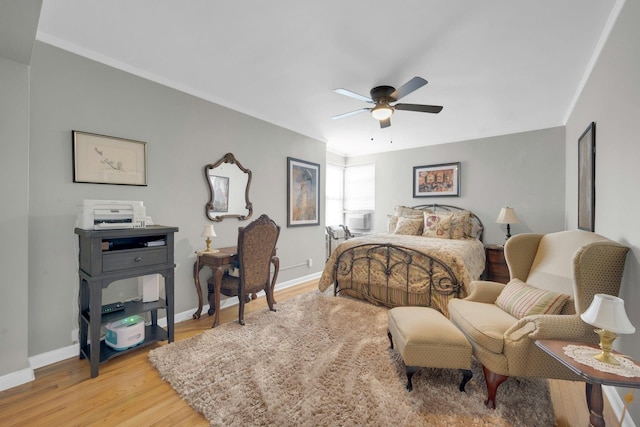 1255 N Ave Unit B-4L, New Rochelle, NY 10804 - bedroom with a ceiling fan, baseboards, ornamental molding, and light wood-type flooring