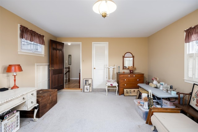 office featuring light colored carpet