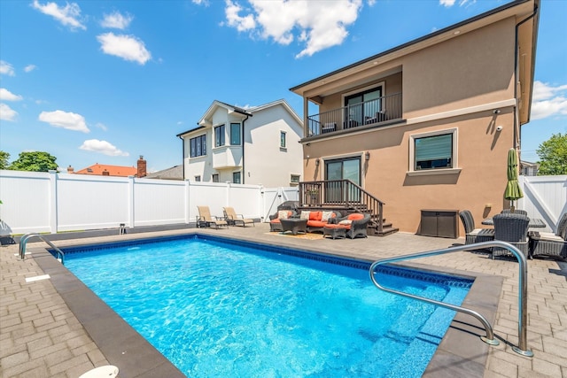 158-40 81st St, Howard Beach, NY 11414 - view of swimming pool with outdoor lounge area, a fenced backyard, and a patio