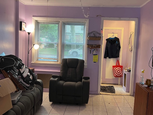 47-65 196th St, Flushing, NY 11358 - sitting room with light tile patterned flooring and crown molding