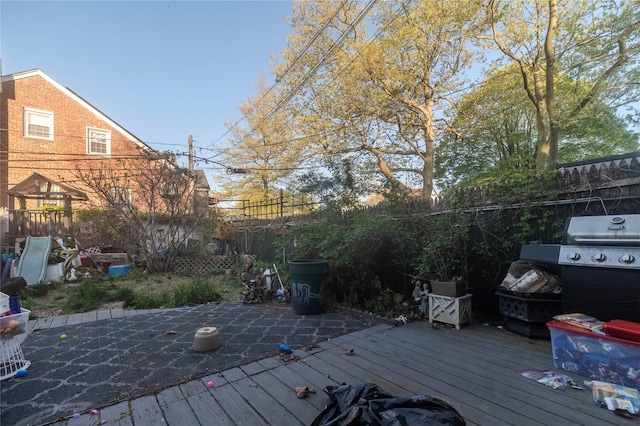 47-65 196th St, Flushing, NY 11358 - wooden terrace with area for grilling