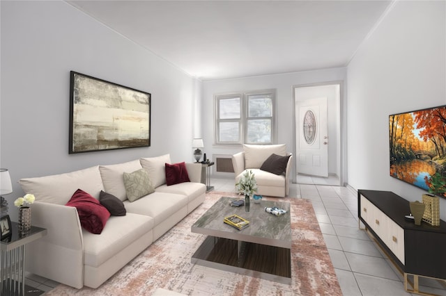 47-65 196th St, Flushing, NY 11358 - living room featuring light tile patterned floors