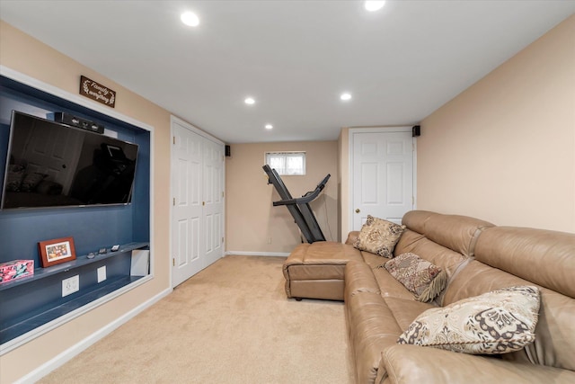 80 Park Ave, New Hyde Park, NY 11040 - carpeted living area featuring recessed lighting and baseboards
