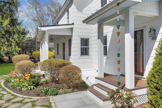view of home's exterior with a porch