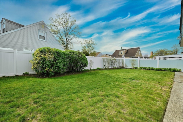 view of yard featuring a fenced backyard