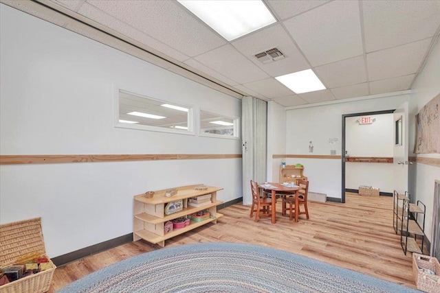 4 Glenna Dr, Carmel, NY 10512 - rec room with a paneled ceiling, baseboards, wood finished floors, and visible vents