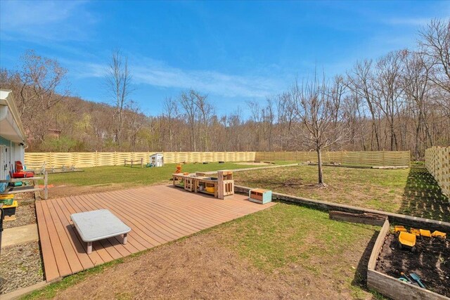 4 Glenna Dr, Carmel, NY 10512 - view of yard featuring a fenced backyard, a view of trees, and a deck
