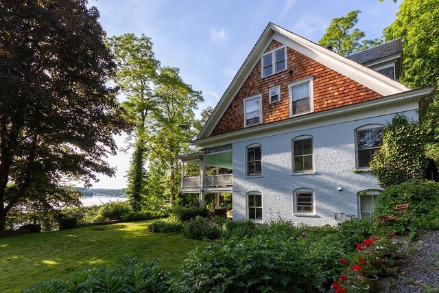 158 Greendale Rd, Hudson, NY 12534 - view of side of property with a yard and a balcony