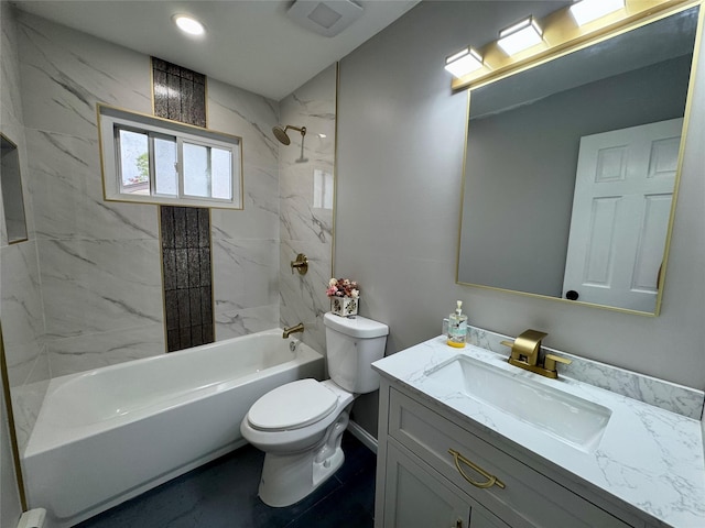 38 Moffitt Blvd, East Islip, NY 11730 - bathroom featuring toilet, vanity, and bathtub / shower combination