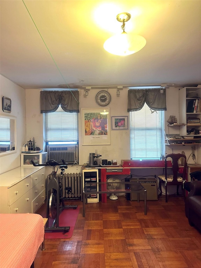44-15 43rd Ave Unit 4B, Sunnyside, NY 11104 - interior space with radiator heating unit, cooling unit, and multiple windows
