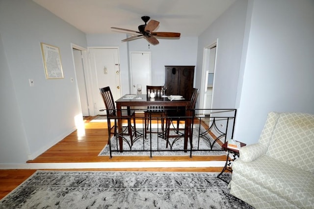 66 Rockledge Rd Unit 1B, Hartsdale, NY 10530 - dining space featuring baseboards, a ceiling fan, and wood finished floors