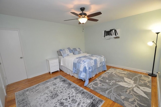 66 Rockledge Rd Unit 1B, Hartsdale, NY 10530 - bedroom featuring wood finished floors, a ceiling fan, and baseboards