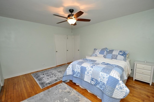 66 Rockledge Rd Unit 1B, Hartsdale, NY 10530 - bedroom featuring wood-type flooring, baseboards, and ceiling fan