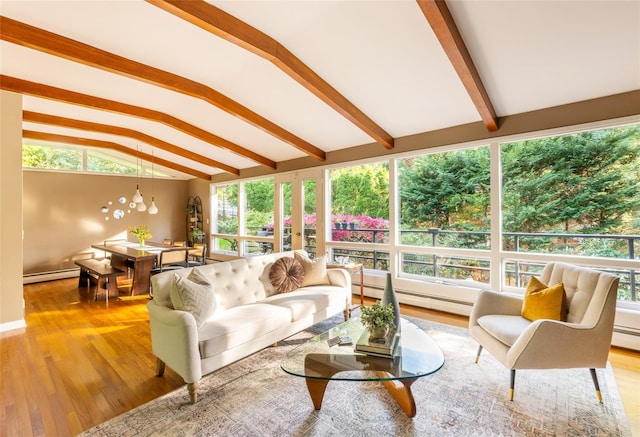 sunroom with a baseboard radiator