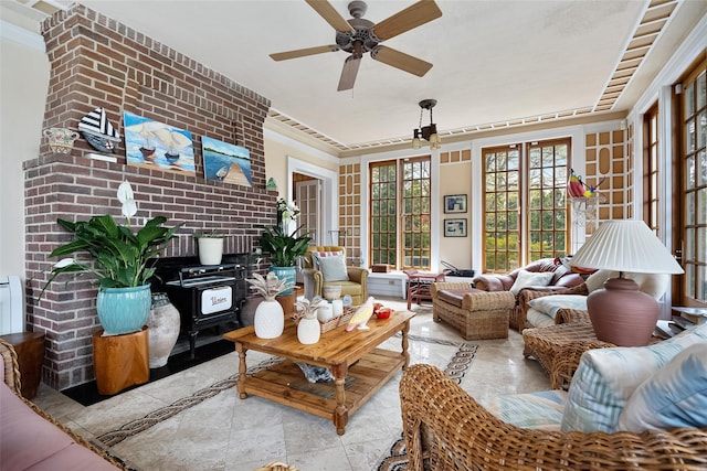 1271 Beverly Rd, Douglaston, NY 11363 - living room with a ceiling fan and crown molding