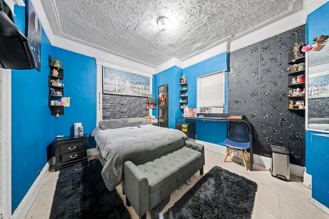 3219 104th St, East Elmhurst, NY 11369 - bedroom with a textured ceiling and baseboards