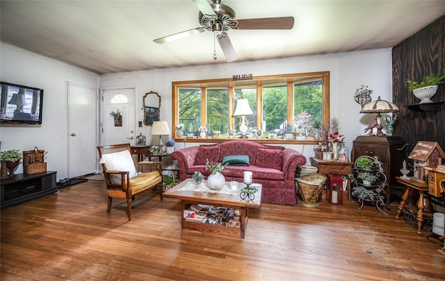 24 Briarbrook Rd, Ossining, NY 10562 - living room featuring ceiling fan and wood-type flooring