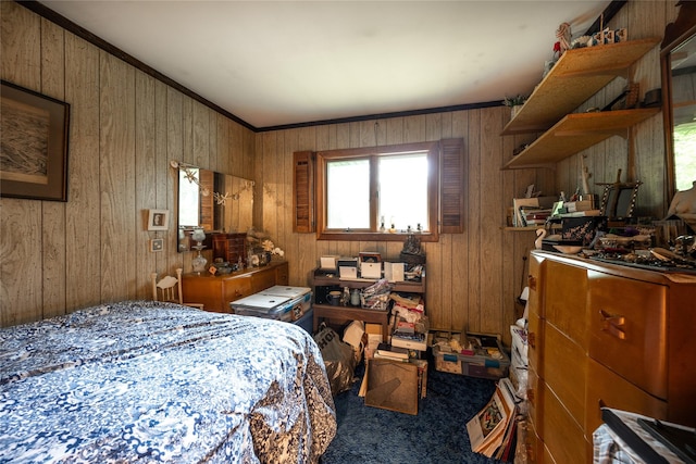 24 Briarbrook Rd, Ossining, NY 10562 - carpeted bedroom featuring wooden walls and crown molding