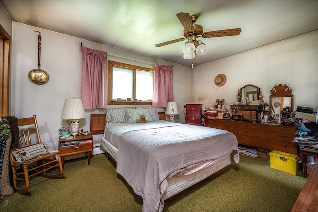 24 Briarbrook Rd, Ossining, NY 10562 - carpeted bedroom featuring a baseboard heating unit and a ceiling fan