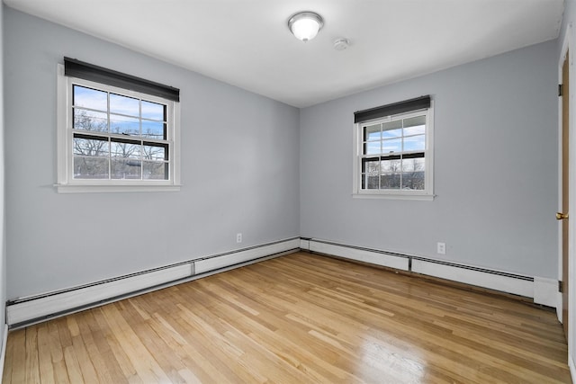 125 Lakewood Dr, Congers, NY 10920 - unfurnished room featuring a smoke detector, light wood-style flooring, a baseboard heating unit, and a baseboard radiator